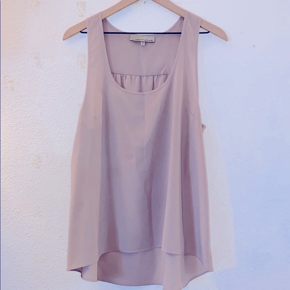 Nordstrom Sleeveless Chiffon Overlay Tank in Light Taupe